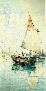Carl Larsson segelekor vid sydlandsk stad oil painting